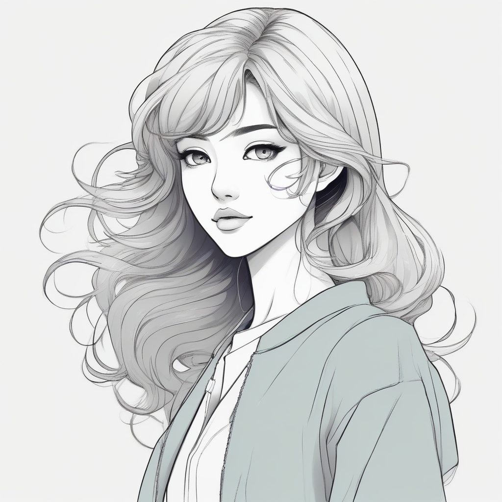 💨风吹动发丝！侧颜极简线条动漫少女头像，低饱和度高级感侧写！