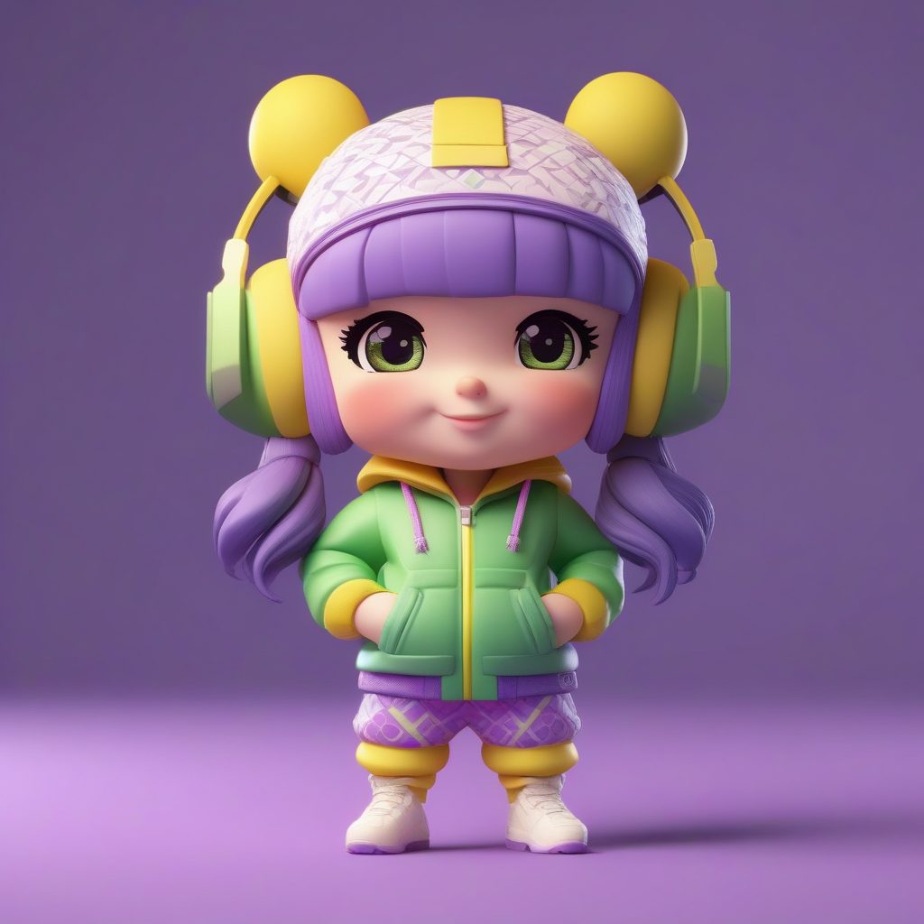 复古潮流:80年代撞色滑雪服Q版人物全身像AI提示词