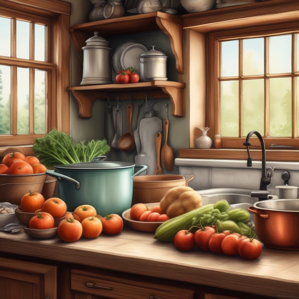 🍎复古厨房!温暖手绘风美食插画,秒变美食背景图