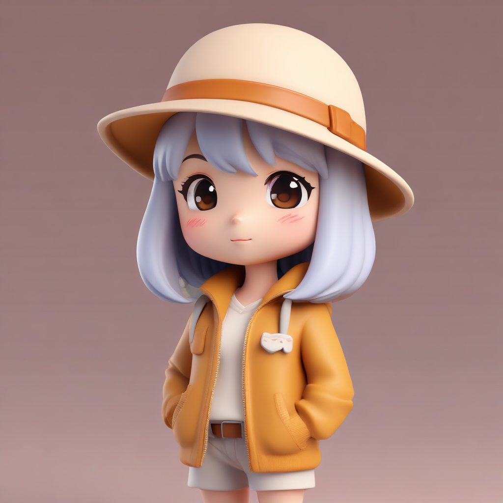 复古冬日: 穿灯芯绒外套和画家帽的Q版手办提示词