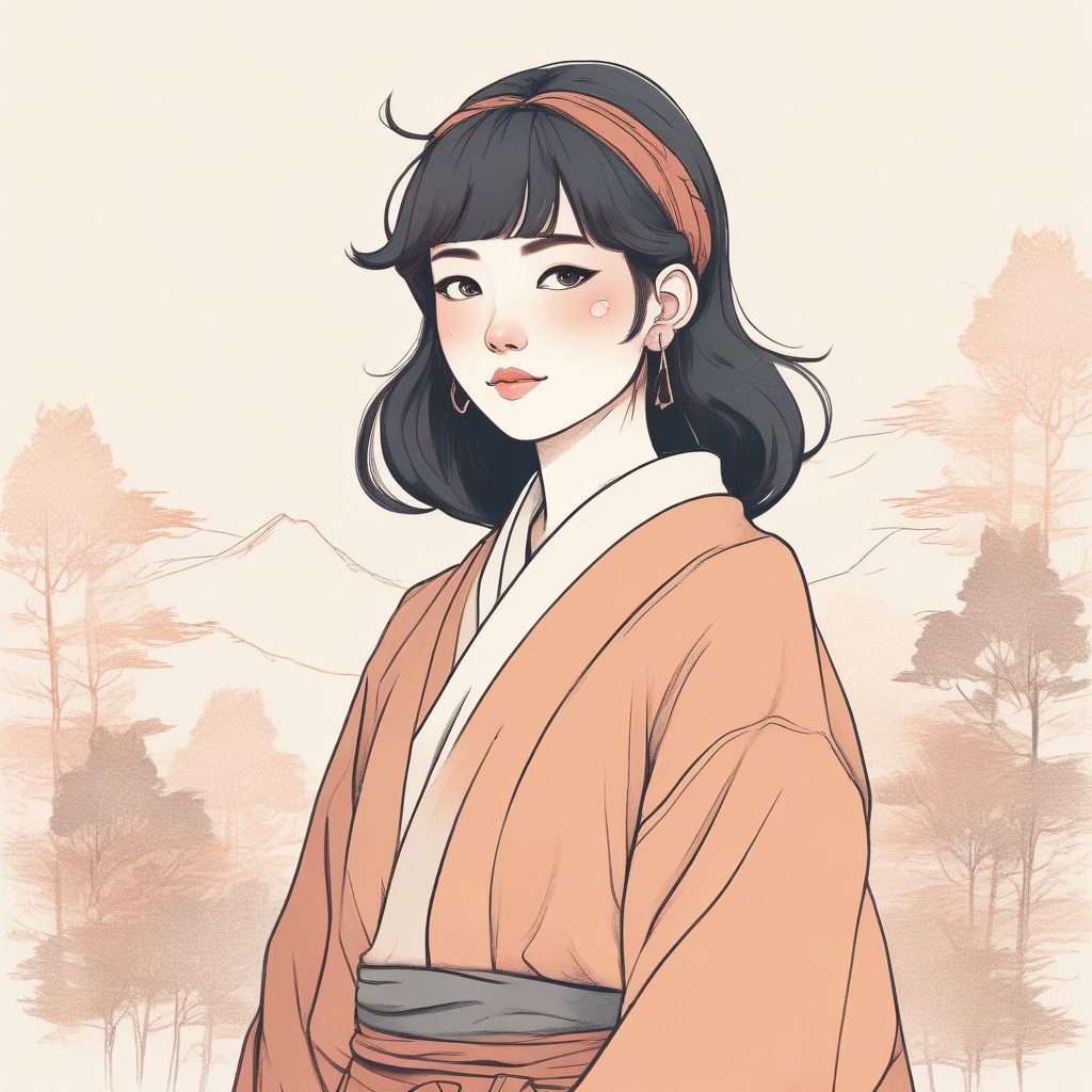 复古黏土风：极简线条日系少女头像，蜡笔质感重回童年