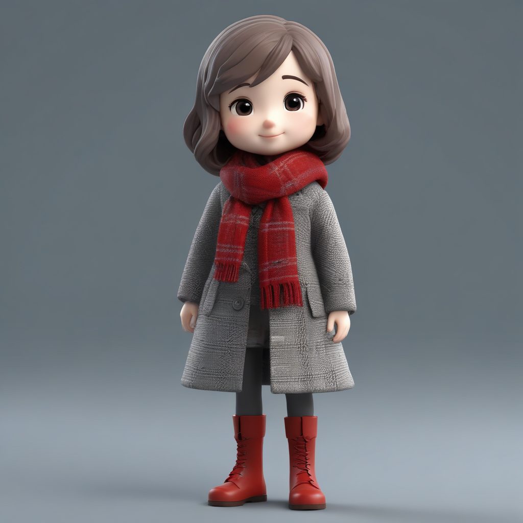 复古Q版冬日:格纹围巾与老式毛呢大衣的粘土手办教程