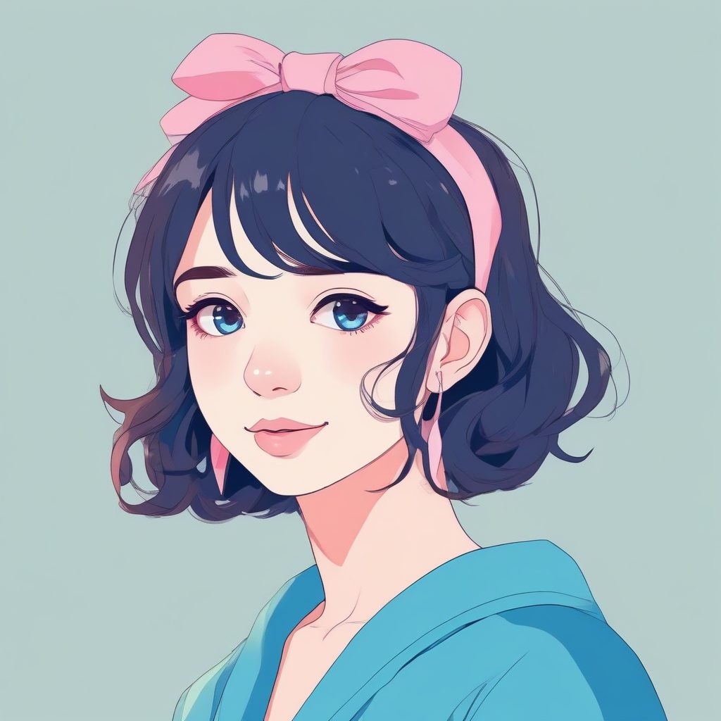 复古甜心极简头像：丝带发带少女与低饱和纯色背景AI生成教程