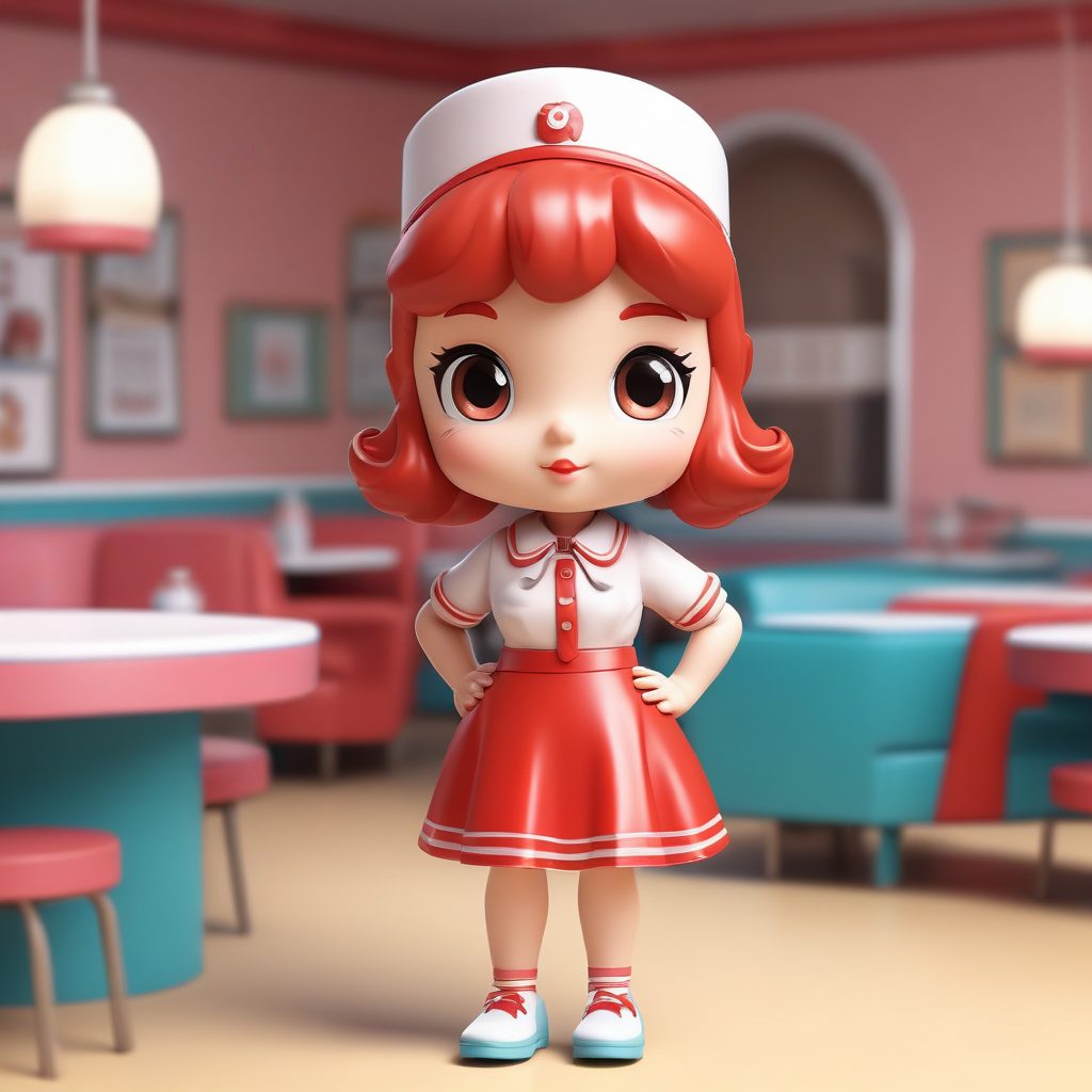 🥤复古甜心上线！50年代美式复古Q版女孩，C4D黏土风提示词