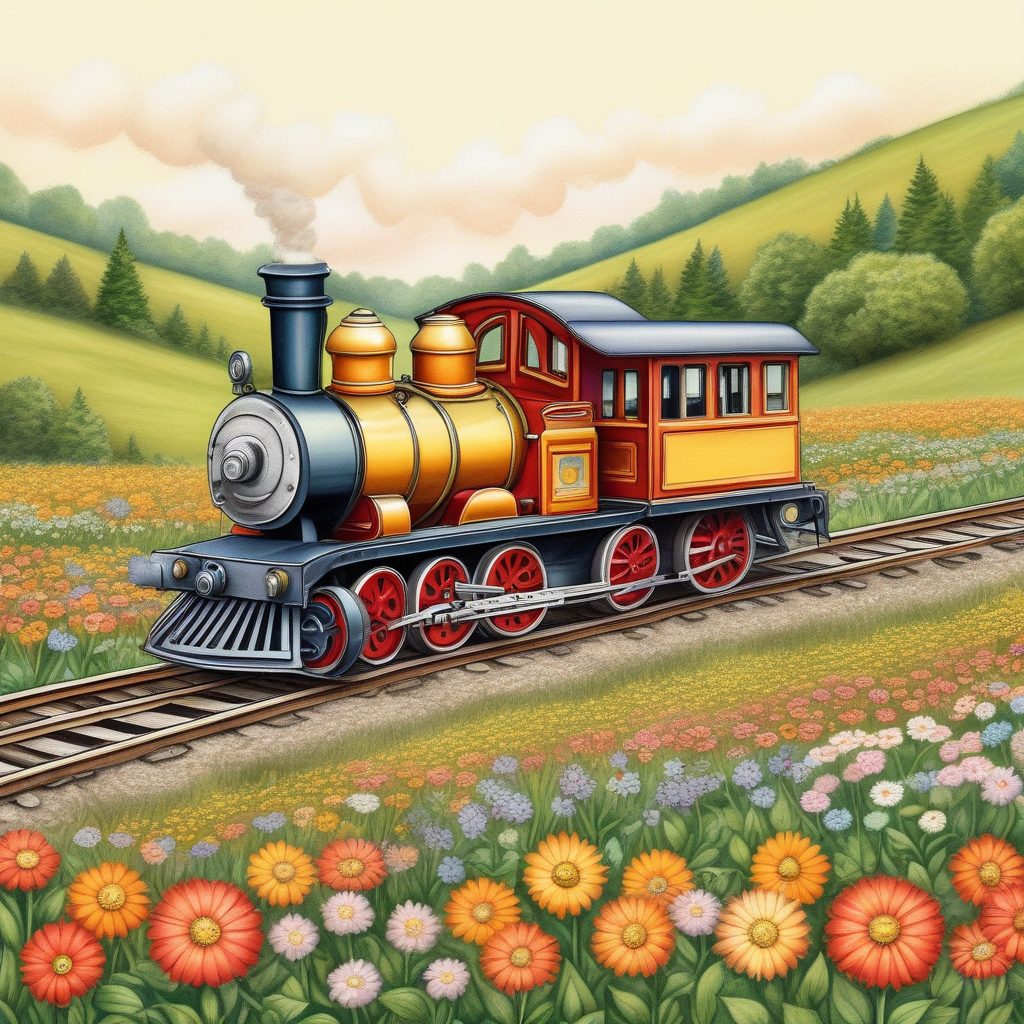 🚂复古玩具!小火车旅行绘本插画,彩色铅笔风,高阶临摹素材
