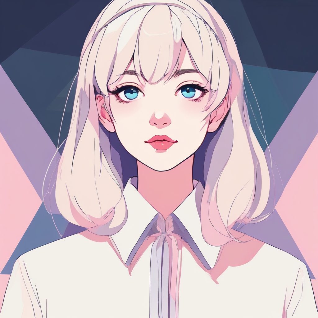 💜复古未来感少女头像：几何图形点缀，极简线条设计！
