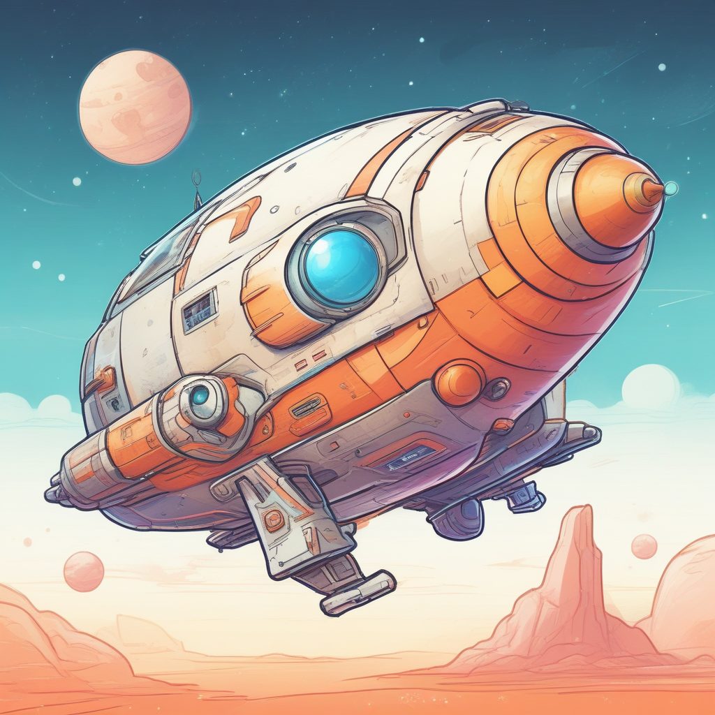 🛸复古未来！手绘太空飞船，蜡笔质感，做头像太酷了！