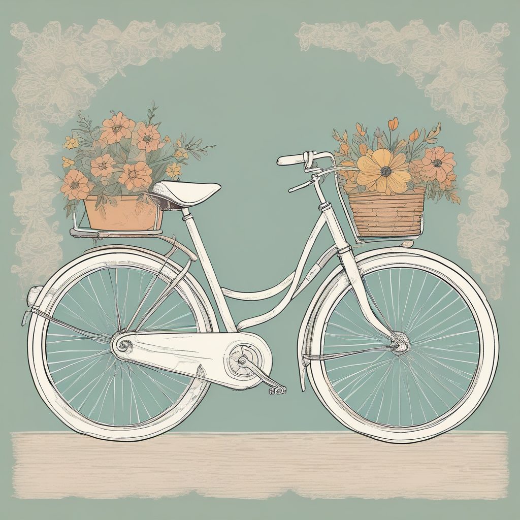 🚲复古文艺感！极简线条单车插画，彩色铅笔勾勒，文艺青年必备！