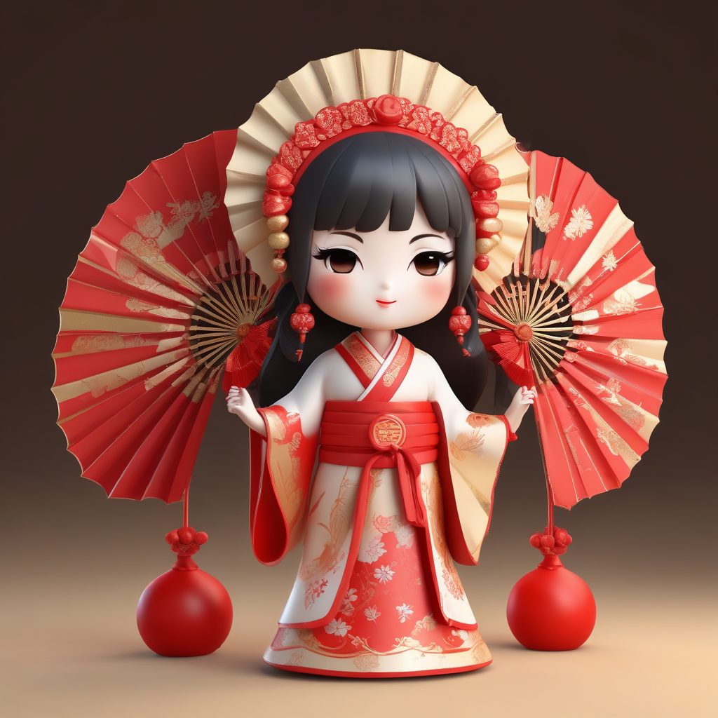 🏮福气满满！折扇春联Q版女孩，红运当头3D盲盒，节日氛围感壁纸