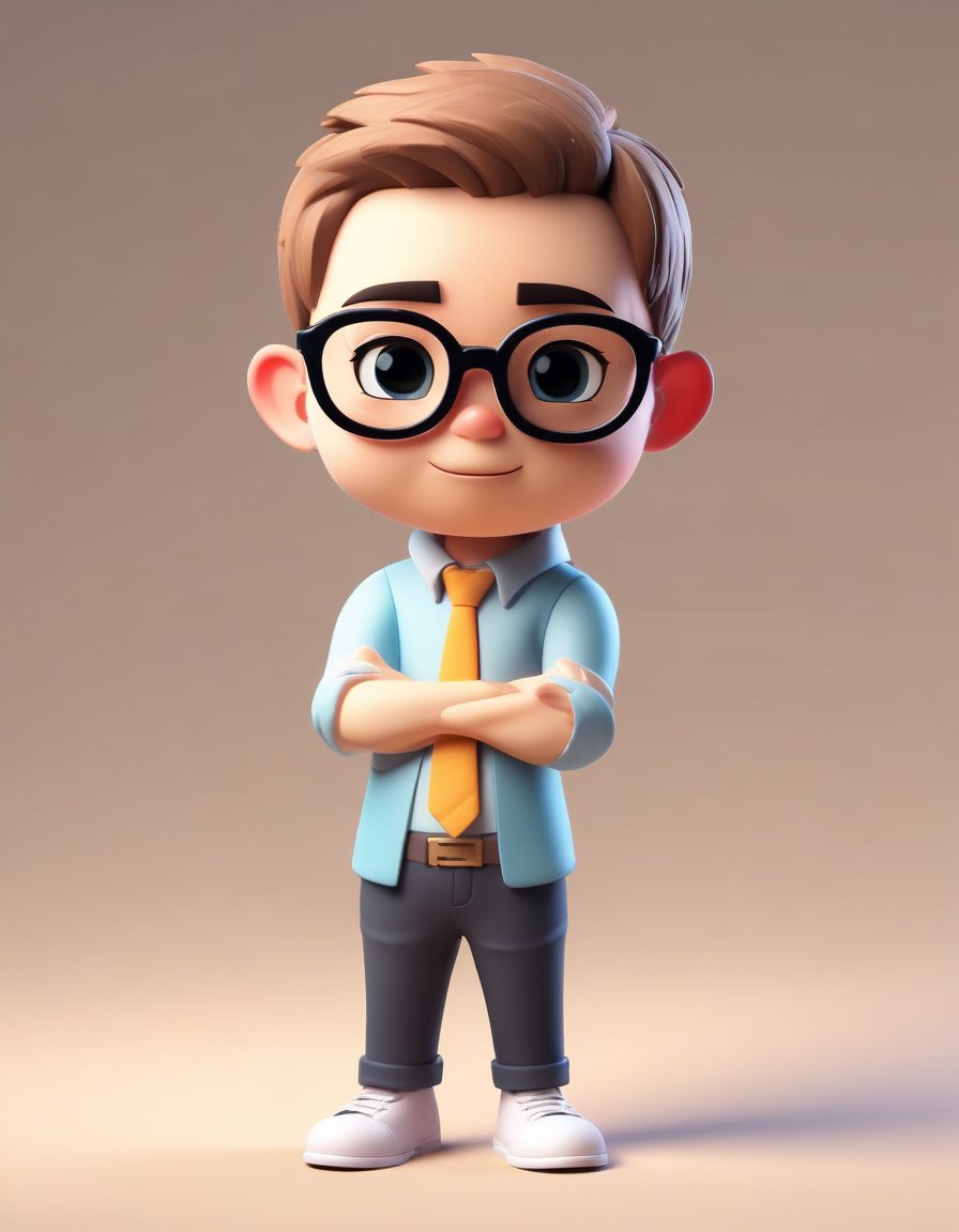 高出图率:Q版戴眼镜学霸认真思考,C4D黏土风,学霸必备头像