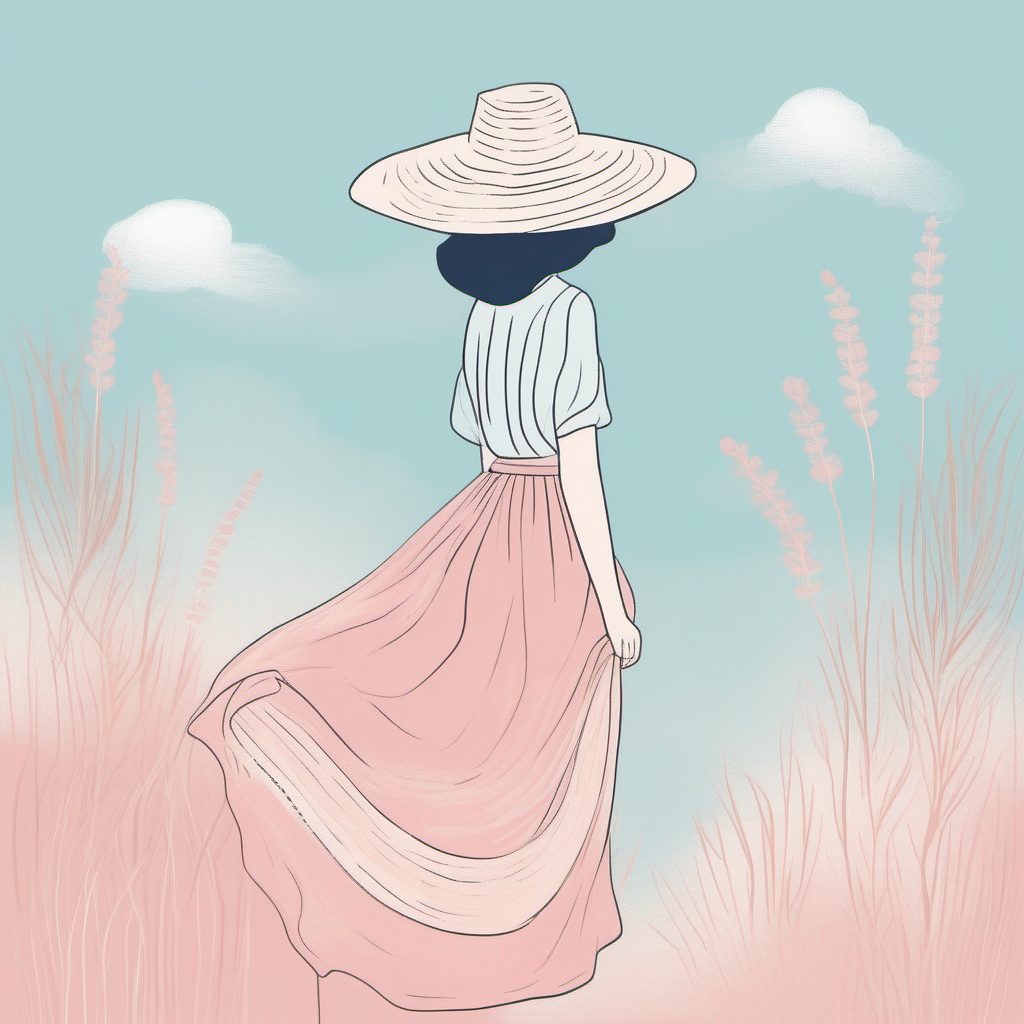 高点击关键词:极简线稿下的小清新日系草帽少女