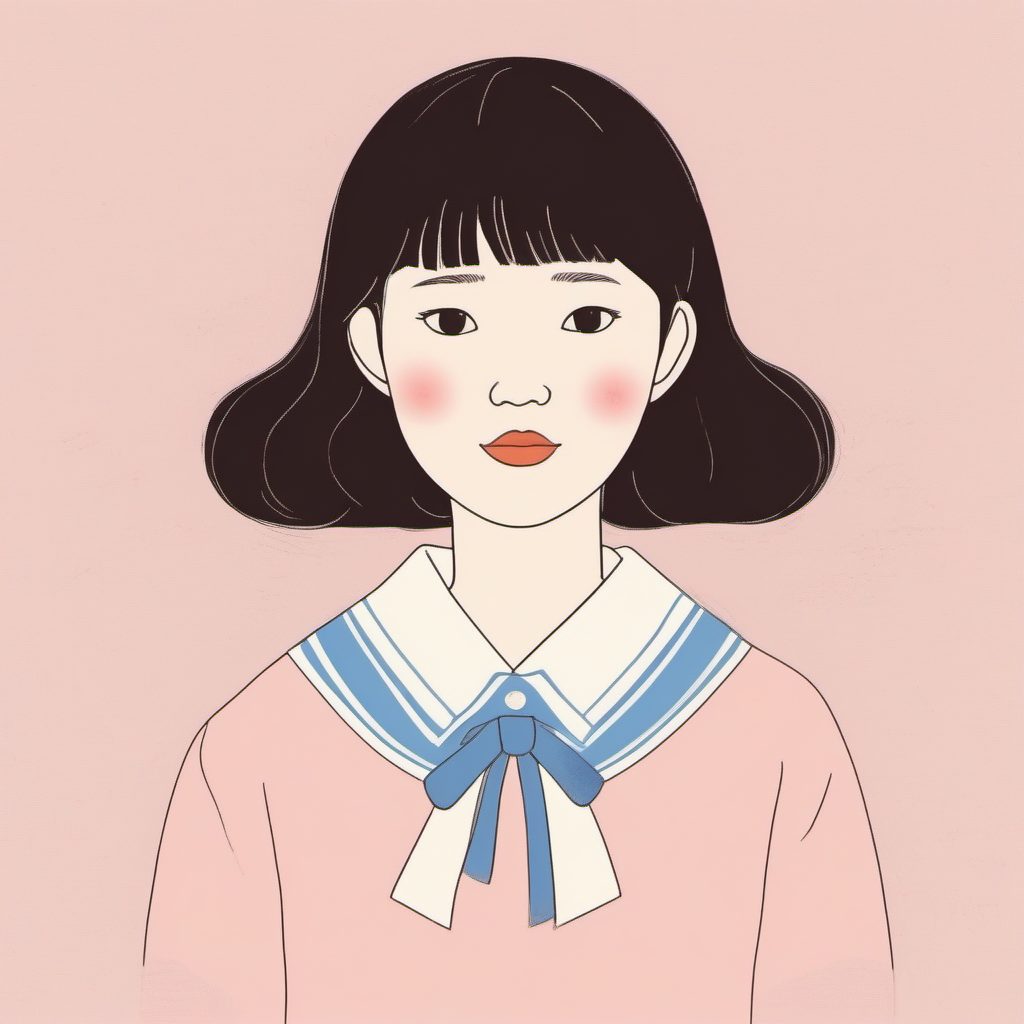 高点击率AI插画:粉蓝色系日系水手服软萌线稿生成