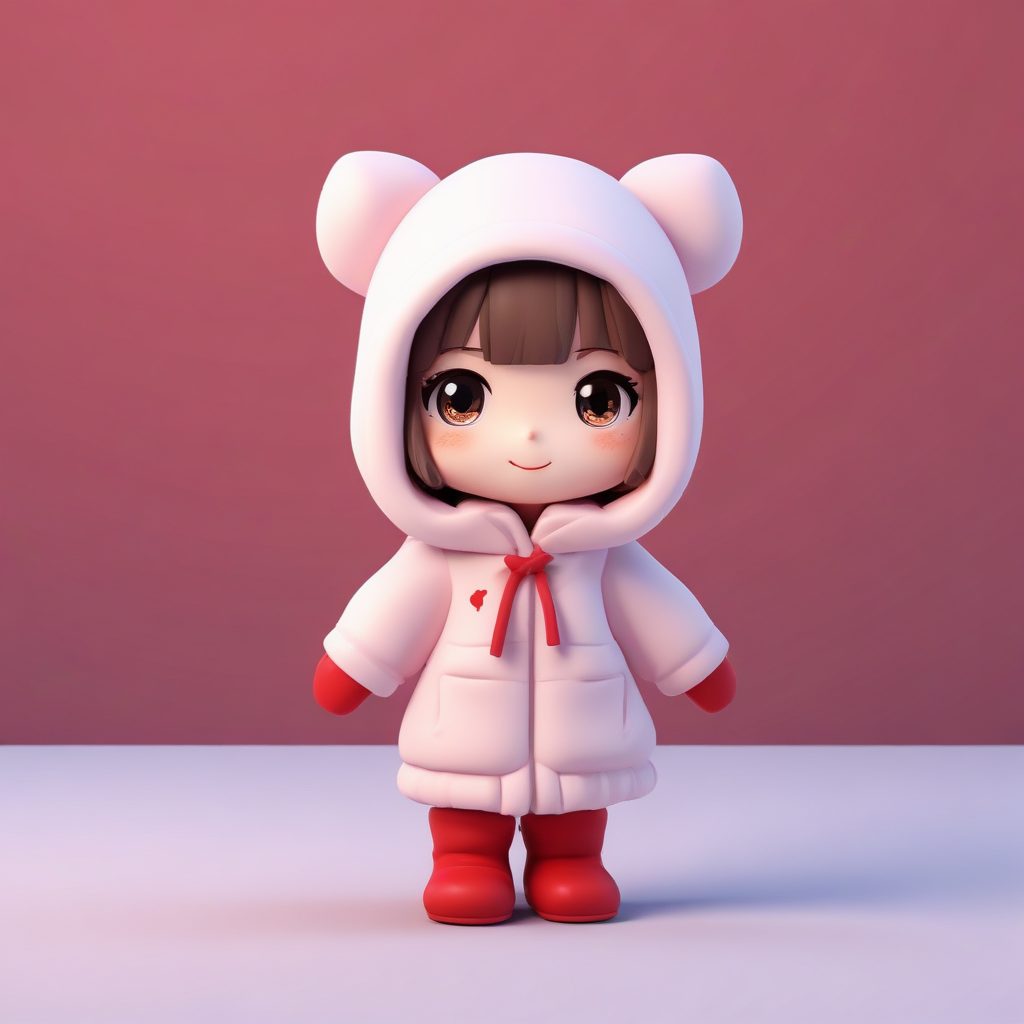 高点击率：戴羊毛手套的Q版女孩活力挥手动态提示词