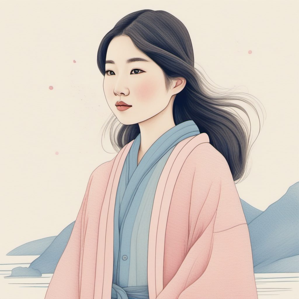 高点击秘籍:极简线稿下的慵懒风开衫少女,粉蓝治愈配色