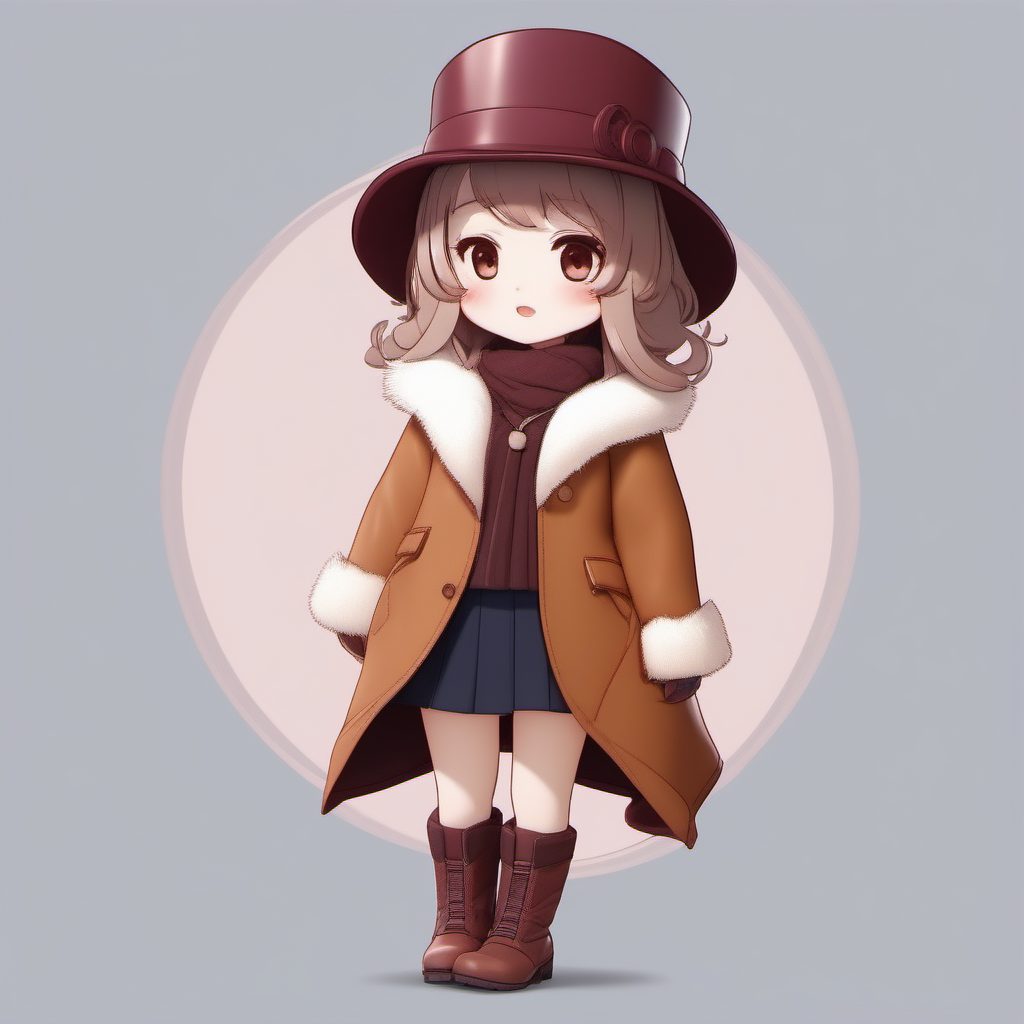 高级感冬季时尚:极简风Q版女孩皮草边大衣AI绘图指南