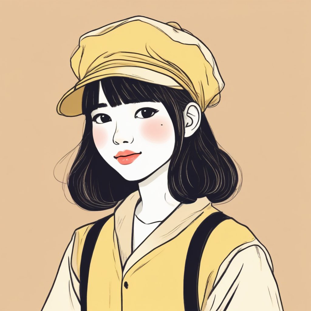 高级感极简！奶油色调软萌少女头像，治愈系暖色调插画