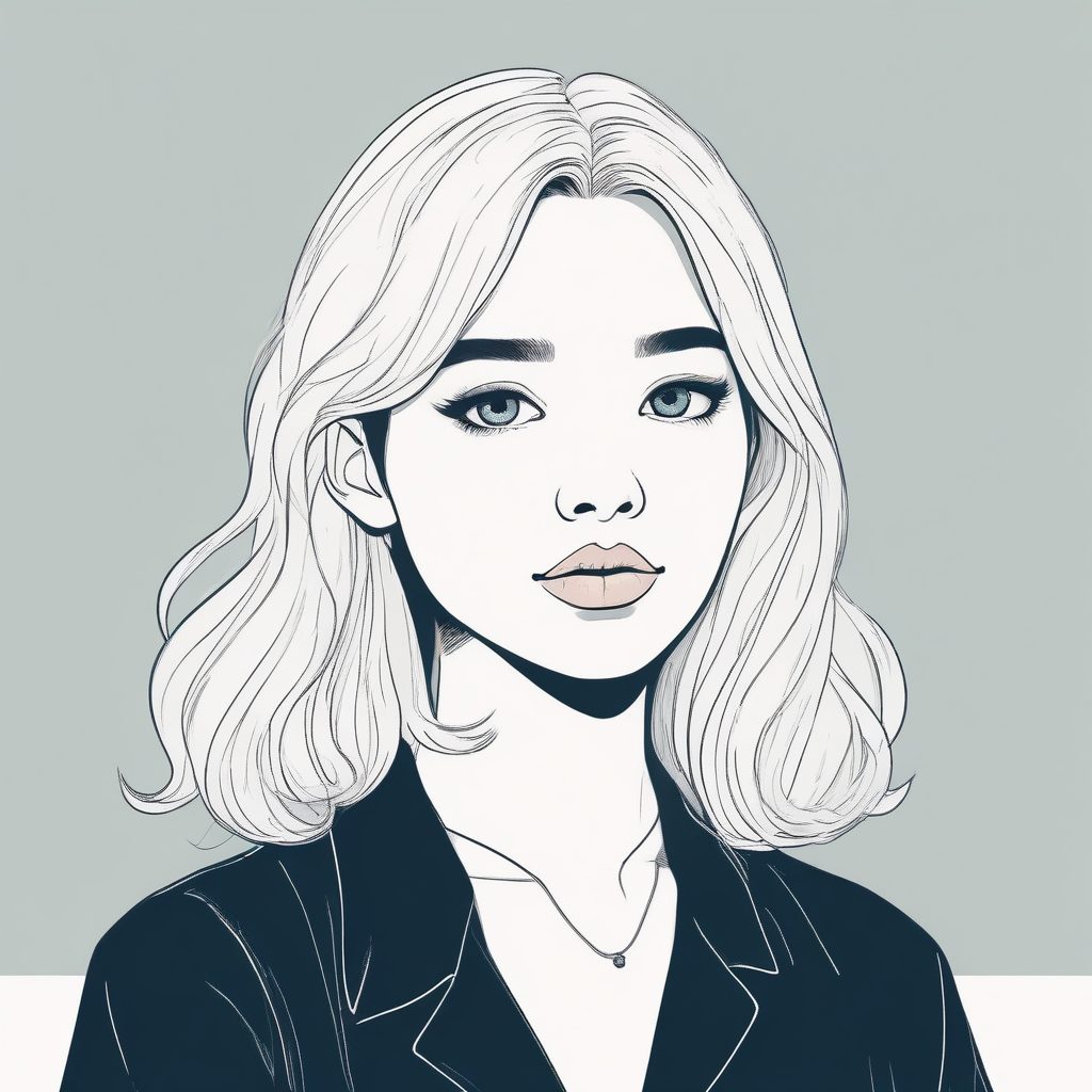 高级感极简头像：线条美学少女插画，干净纯色背景一键生成