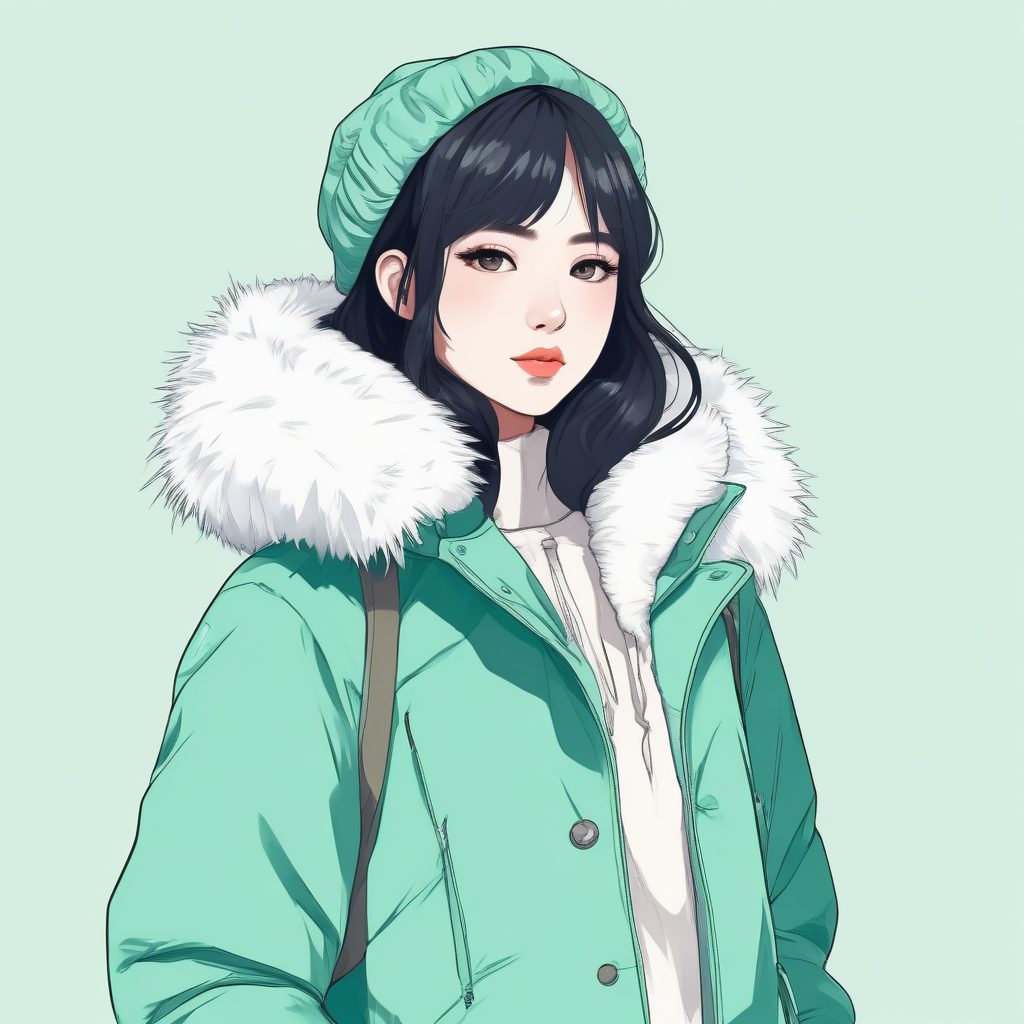 ✨高级感简约风!长款羽绒服少女线稿全身照,高出图率咒语分享