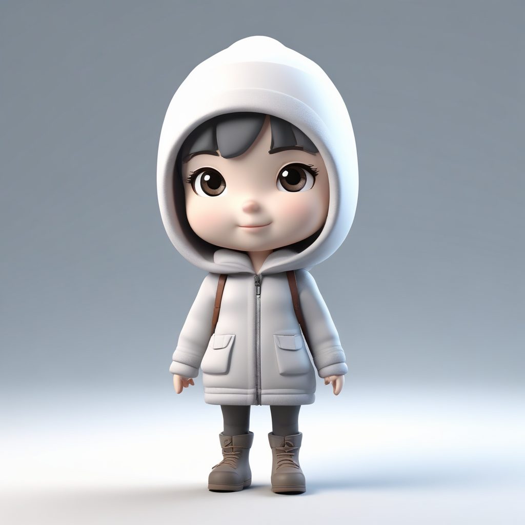 高阶AI绘画：北欧极简风Q版，高级灰冬装3D模型提示词