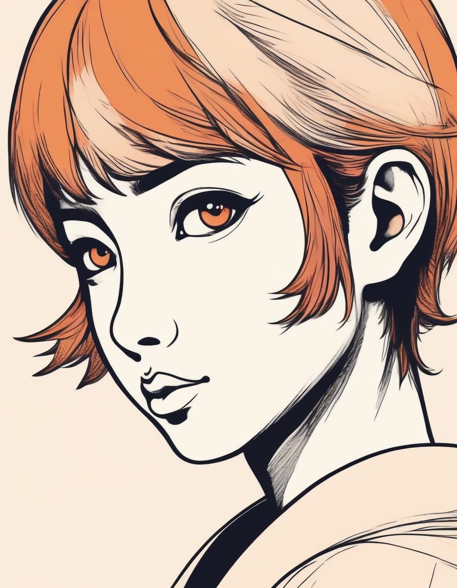 高冷酷Girl必备：极简线稿×脏橘色系，超有态度的高级头像！