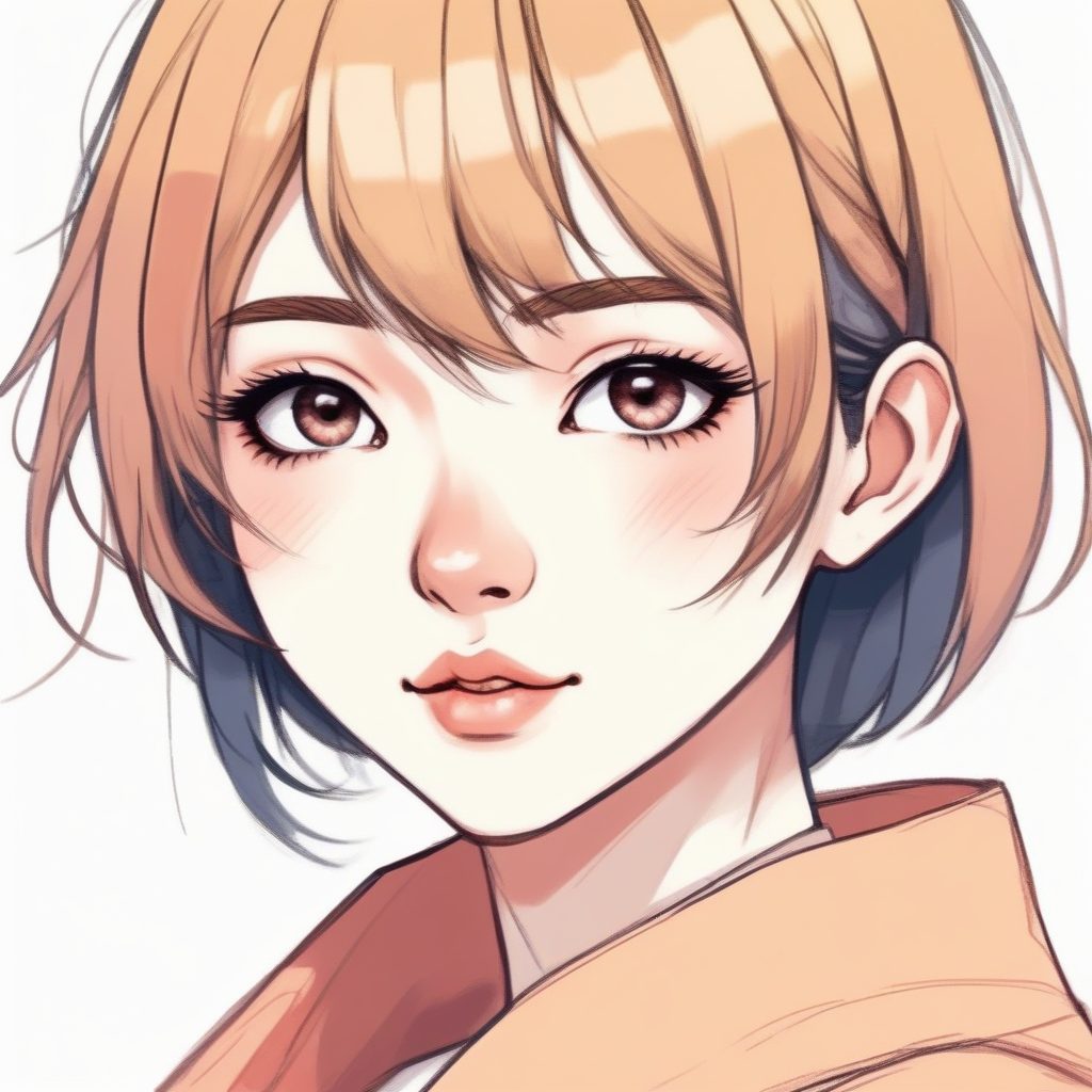 高权重手绘感：极简风线条插画，彩色铅笔的温暖色彩特写