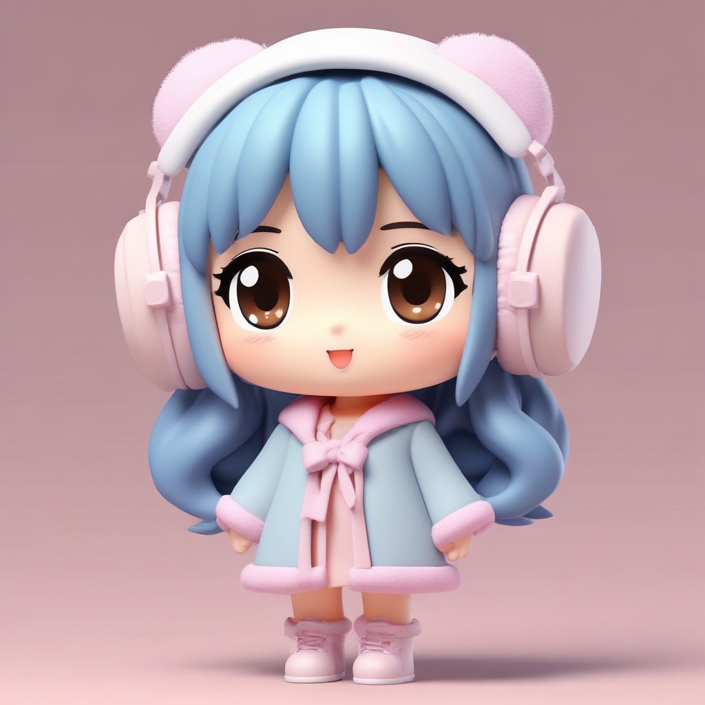 高人气AI绘画:戴毛绒耳罩的Q版傲娇女孩,动态嘟嘴提示词