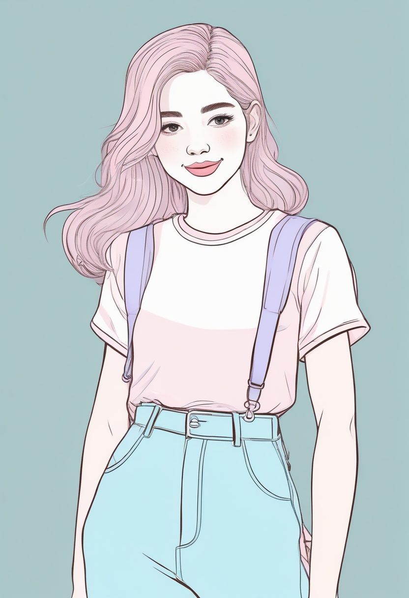 高甜度！马卡龙配色极简软萌女孩全身像，超适合做个人IP