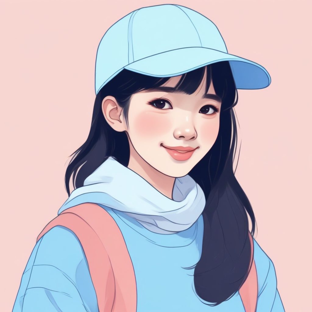 高甜度日系头贴！极简彩色铅笔插画，纯色背景，柔和光影感