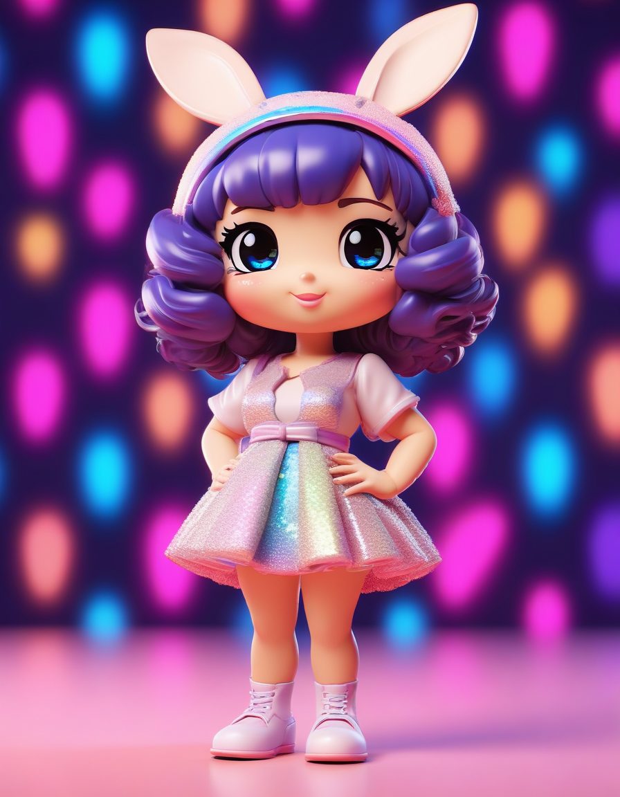 🐰高甜警告!复古迪斯科兔兔女孩Q版!Octane渲染动态全身像,简直是盲盒天花板!
