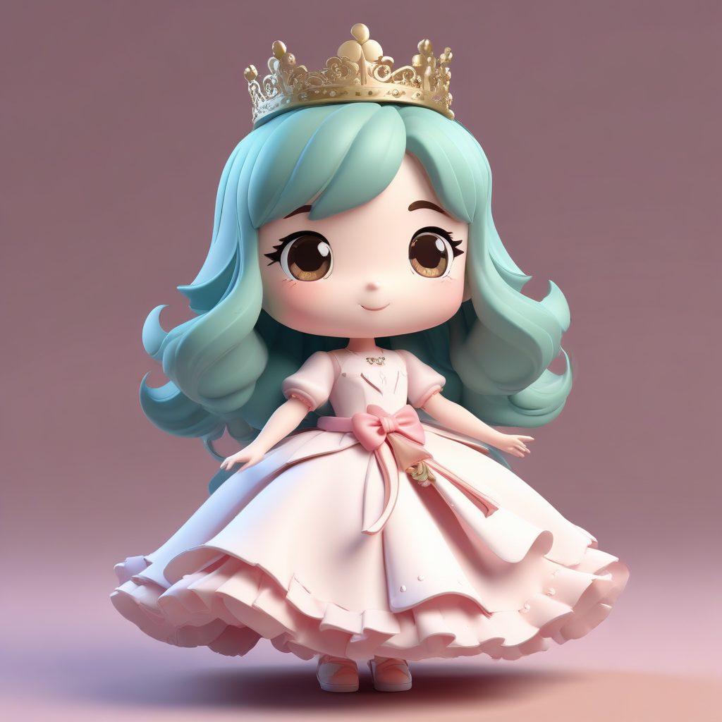 高细节8K Q版公主：优雅屈膝礼动态与甜美笑容刻画