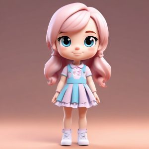 ✨高颜值Q版时尚女孩头像生成！C4D软 clay材质 + 光滑全局光照效果 - 8K高清纯色背景