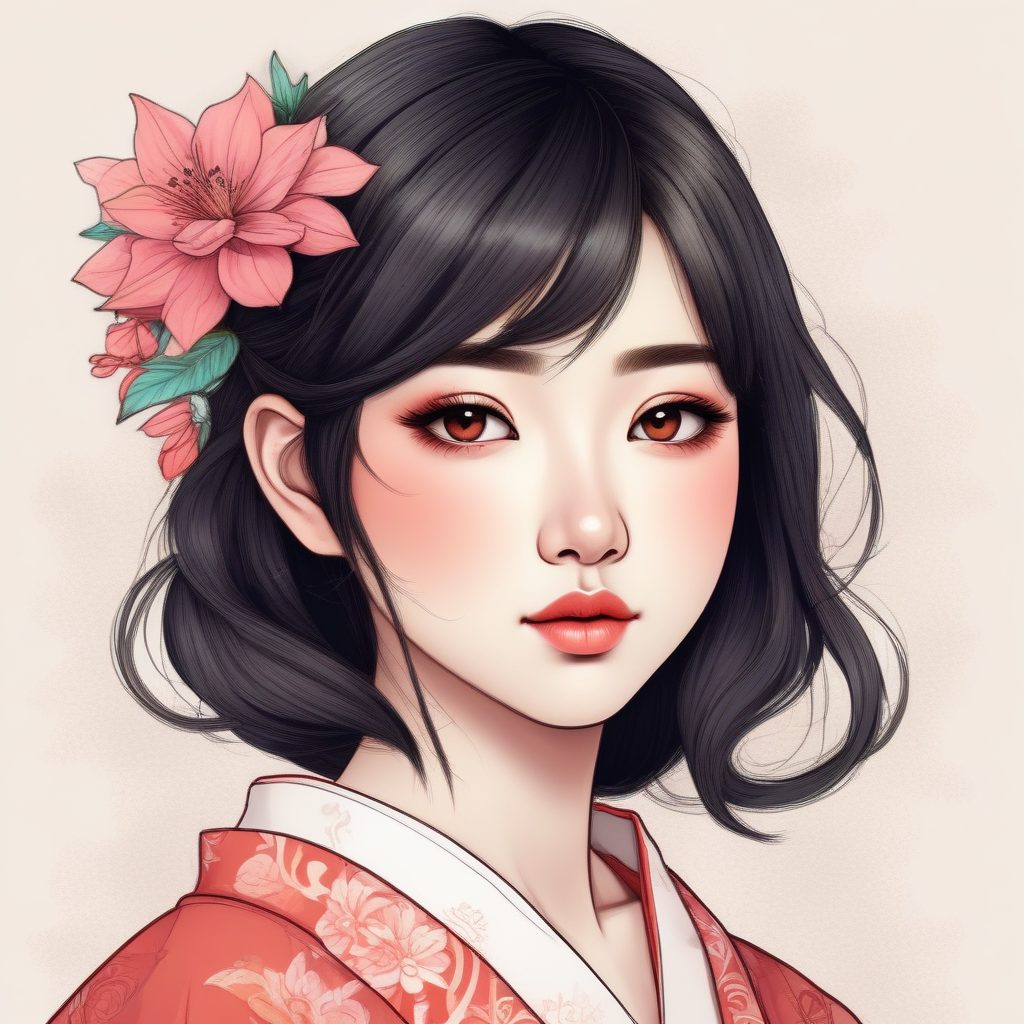 高颜值少女头像！强调唯美光影的彩色铅笔手绘线稿