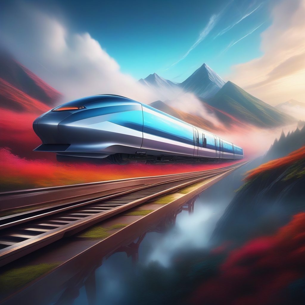 宫崎骏与新海诚交织的奇幻列车旅行壁纸：超广角动漫风手机背景图