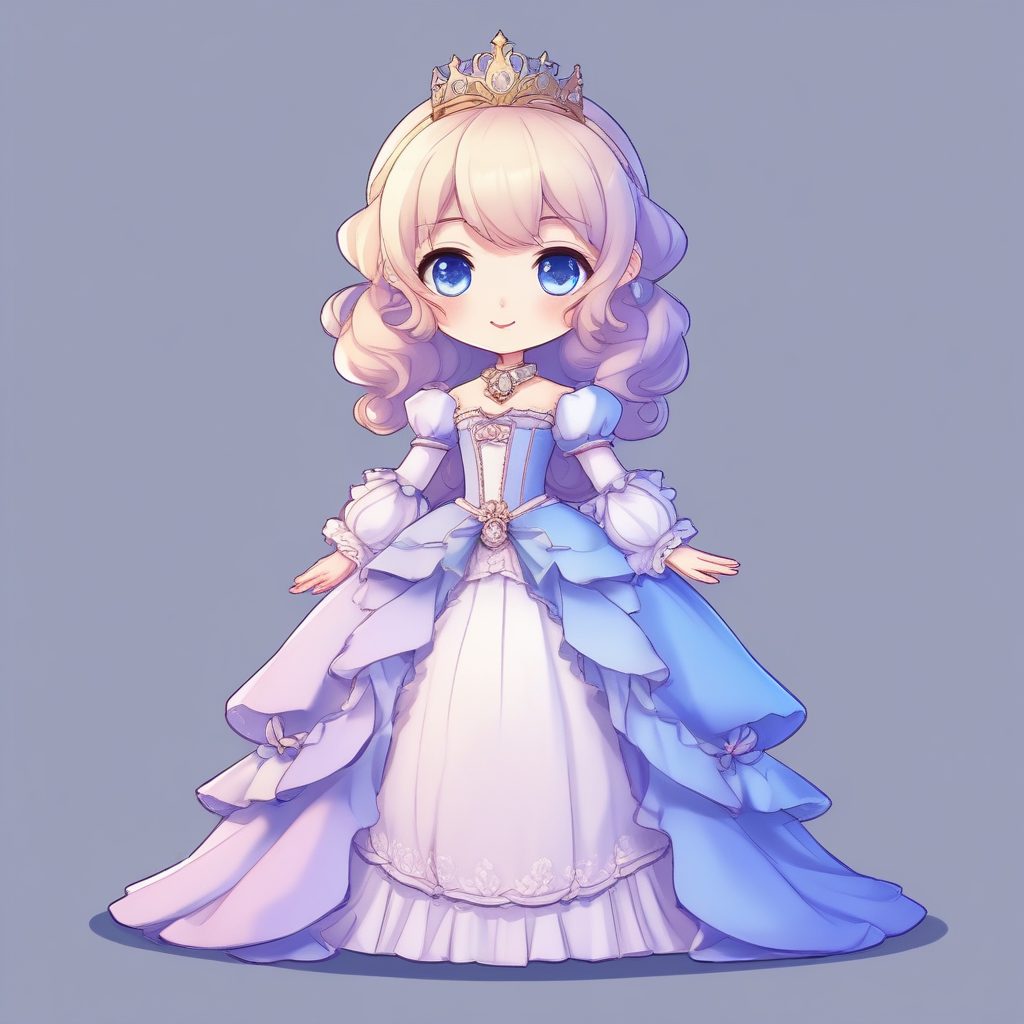 👑公主殿下Q版！华丽洛可可一个可爱时尚Q版动漫人物，表情动作丰富，宫廷风全身像
