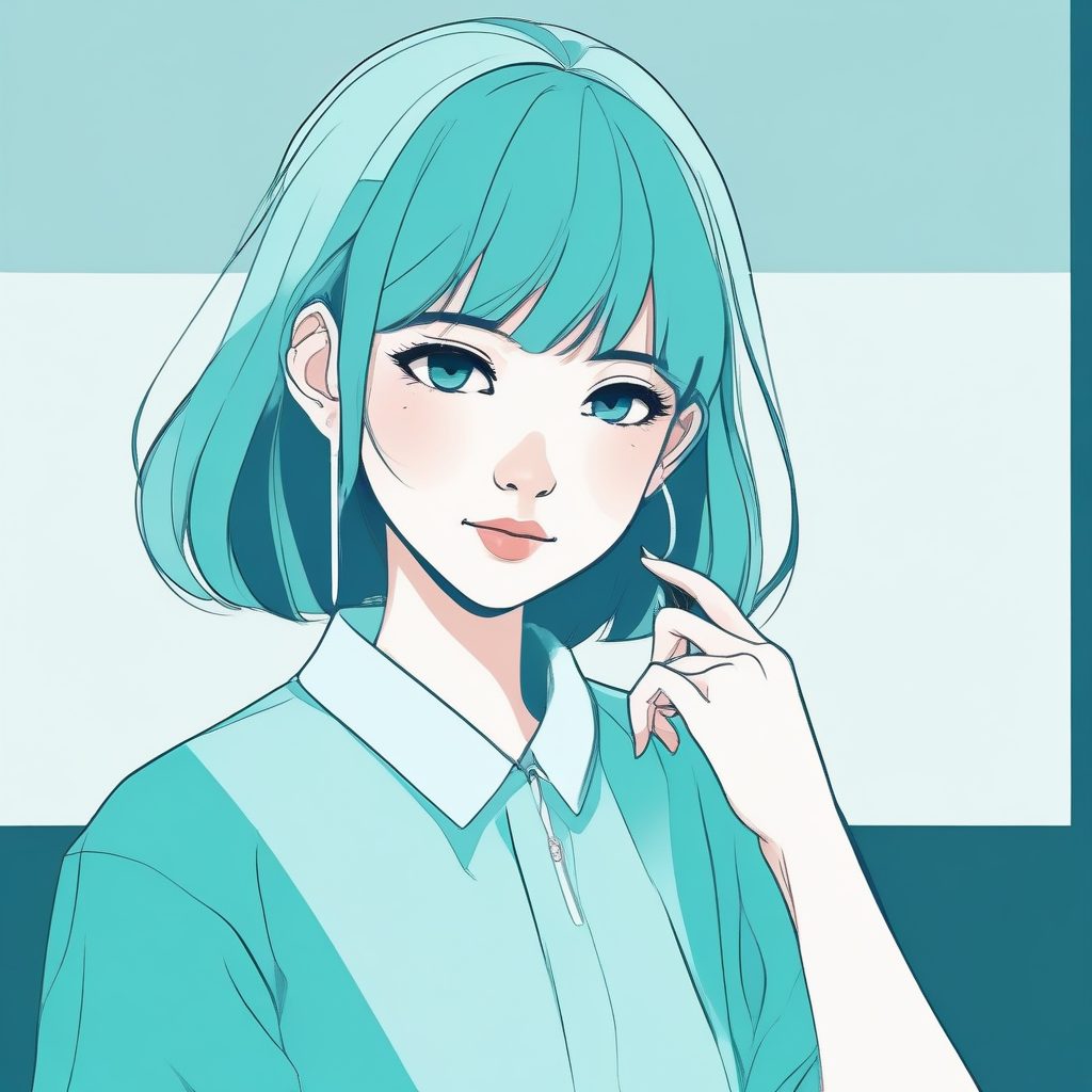 📐构图美学！几何极简线条日系少女插画，手机壁纸神器