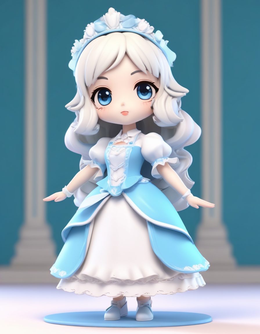 👗古典宫廷女仆Q版！优雅鞠躬全身像，高细节蕾丝，Octane渲染绝美光影！