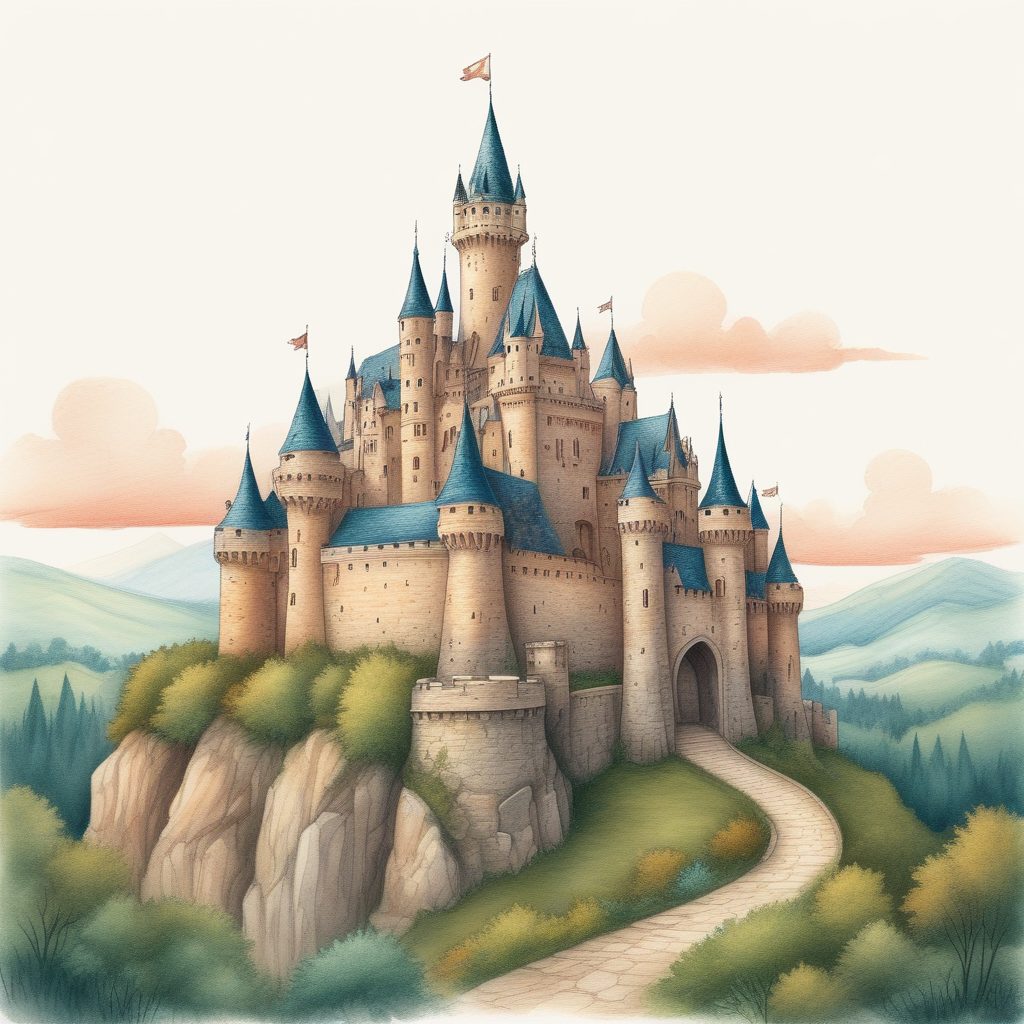 🏰古老的欧洲城堡！童话故事书风格，奶油色系手绘插画！
