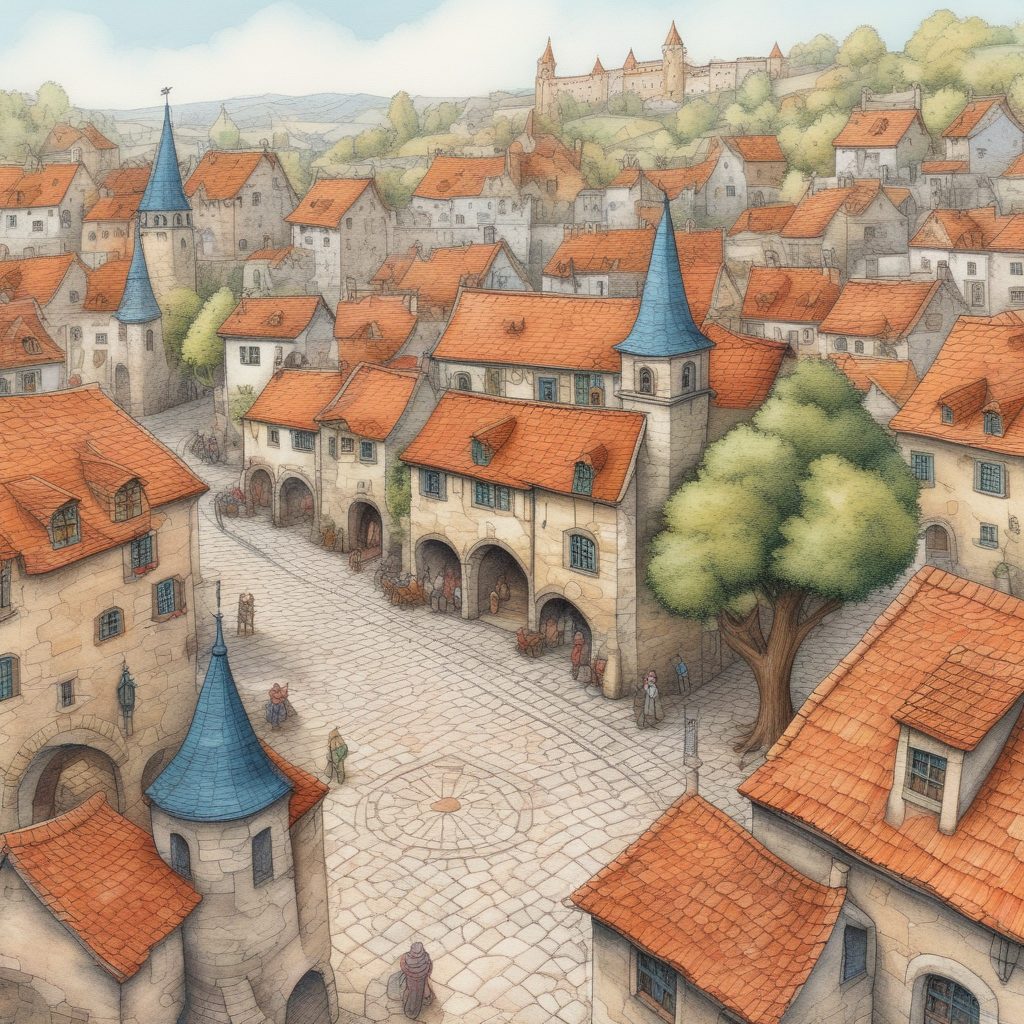 古朴中世纪小镇插画:AI生成怀旧铅笔画手绘风景的关键词指南