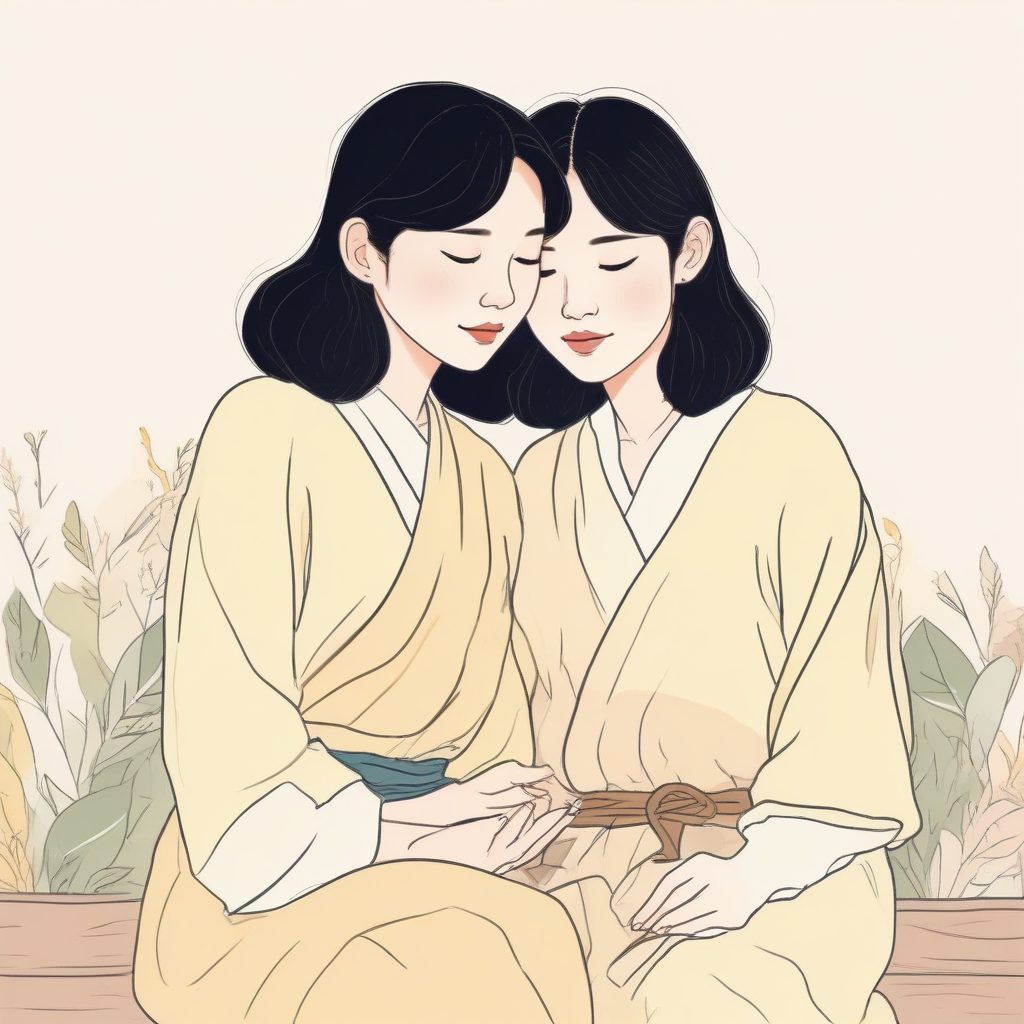 💖闺蜜头像首选！双人极简手绘线稿，温馨暖色调分享公式