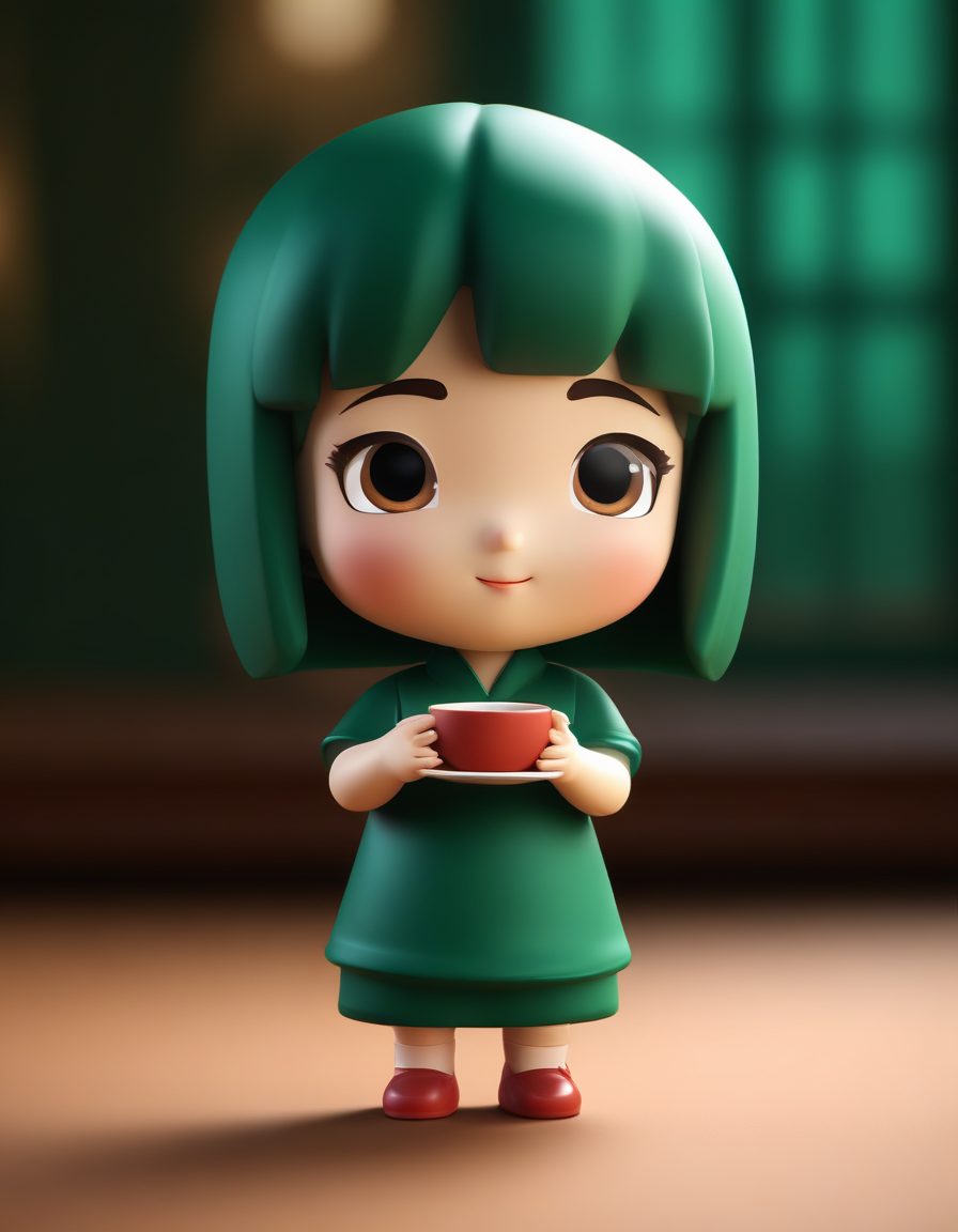 🍵 国风茶道！手持茶杯的Q版旗袍少女，治愈系C4D建模