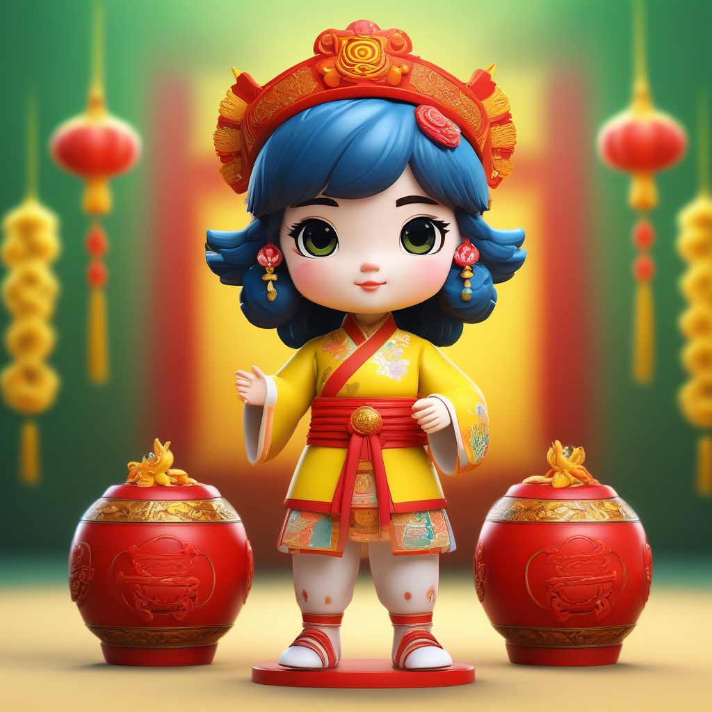 🎉国风公仔潮！醒狮潮流Q版女孩，动态站姿3D手办，做头像超亮眼