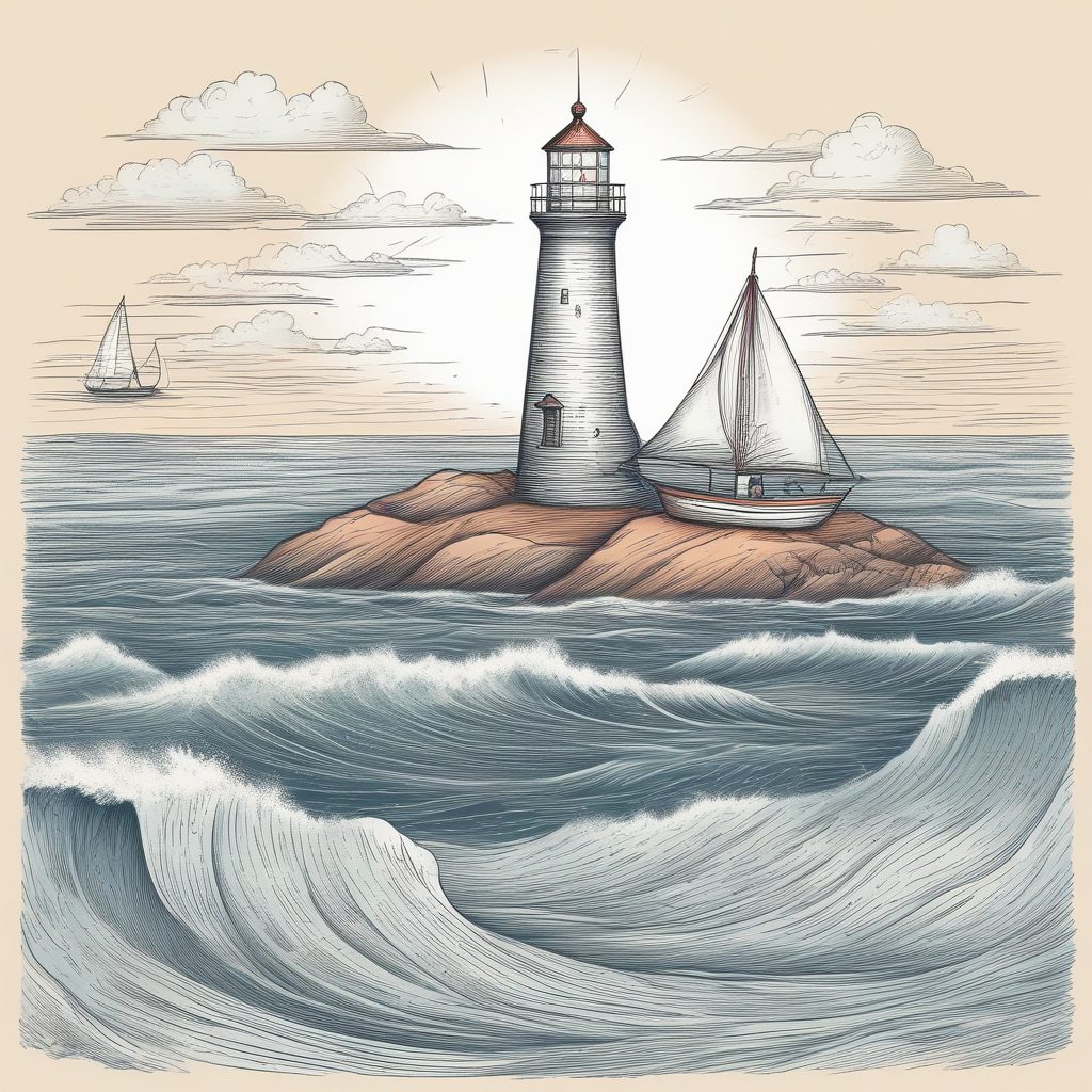 ⛵️海边治愈！灯塔与帆船故事感插画，柔和边缘+蜡笔质感，小众壁纸