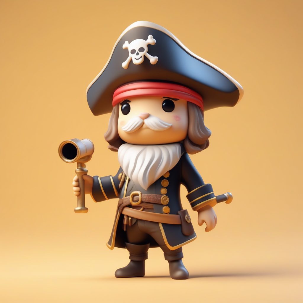 海盗船长Manga Chibi:Octane渲染3D手办全身照,最佳AI绘画提示词