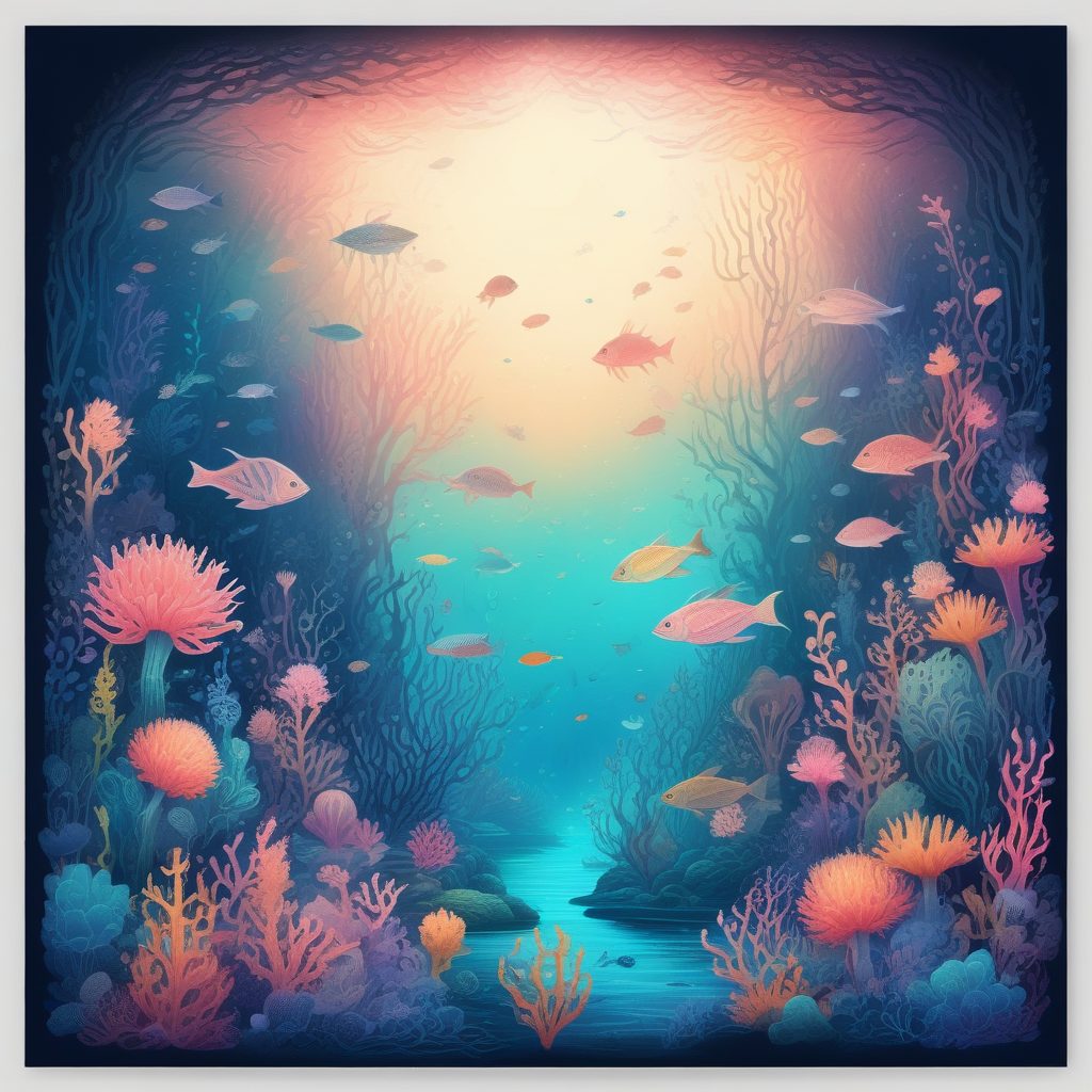 海底秘境|荧光植物园,粉彩配色治愈系插画