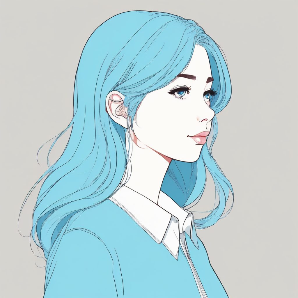 🌊海盐芝士:清新治愈系侧脸头像,低饱和度蓝色马卡龙配色