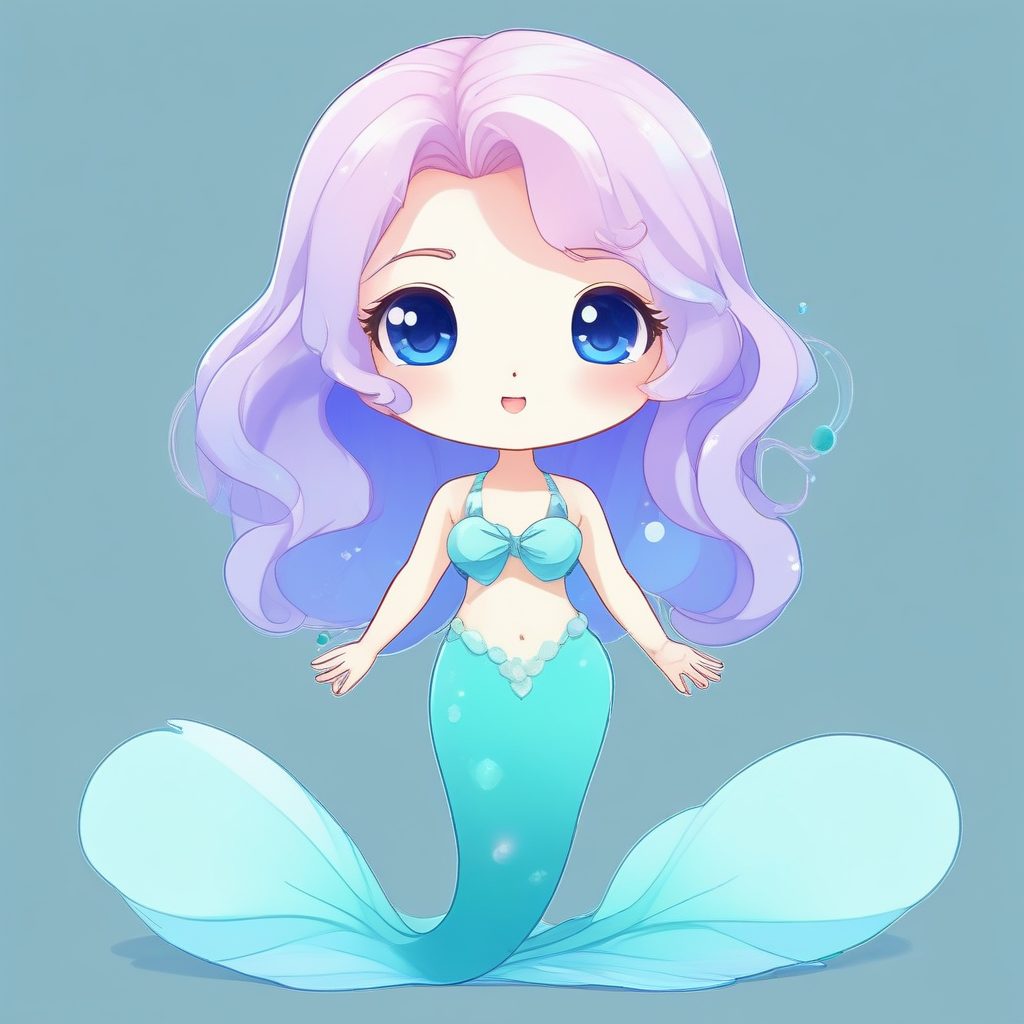 🧜‍♀️海洋的女儿！治愈系Q版美人鱼AI提示词，水下柔光效果绝美
