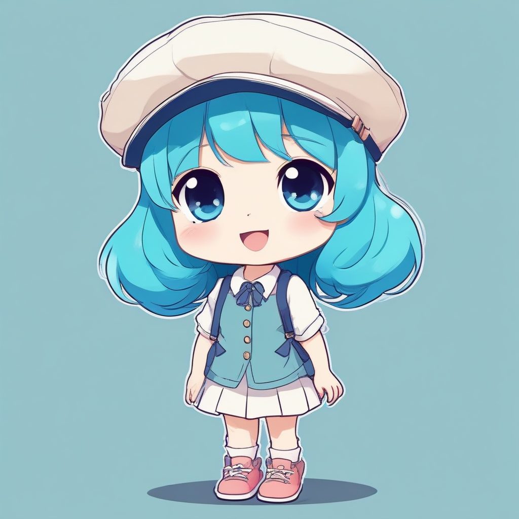 🌊海洋蓝调Chibi！度假风小清新Q版全身像提示词