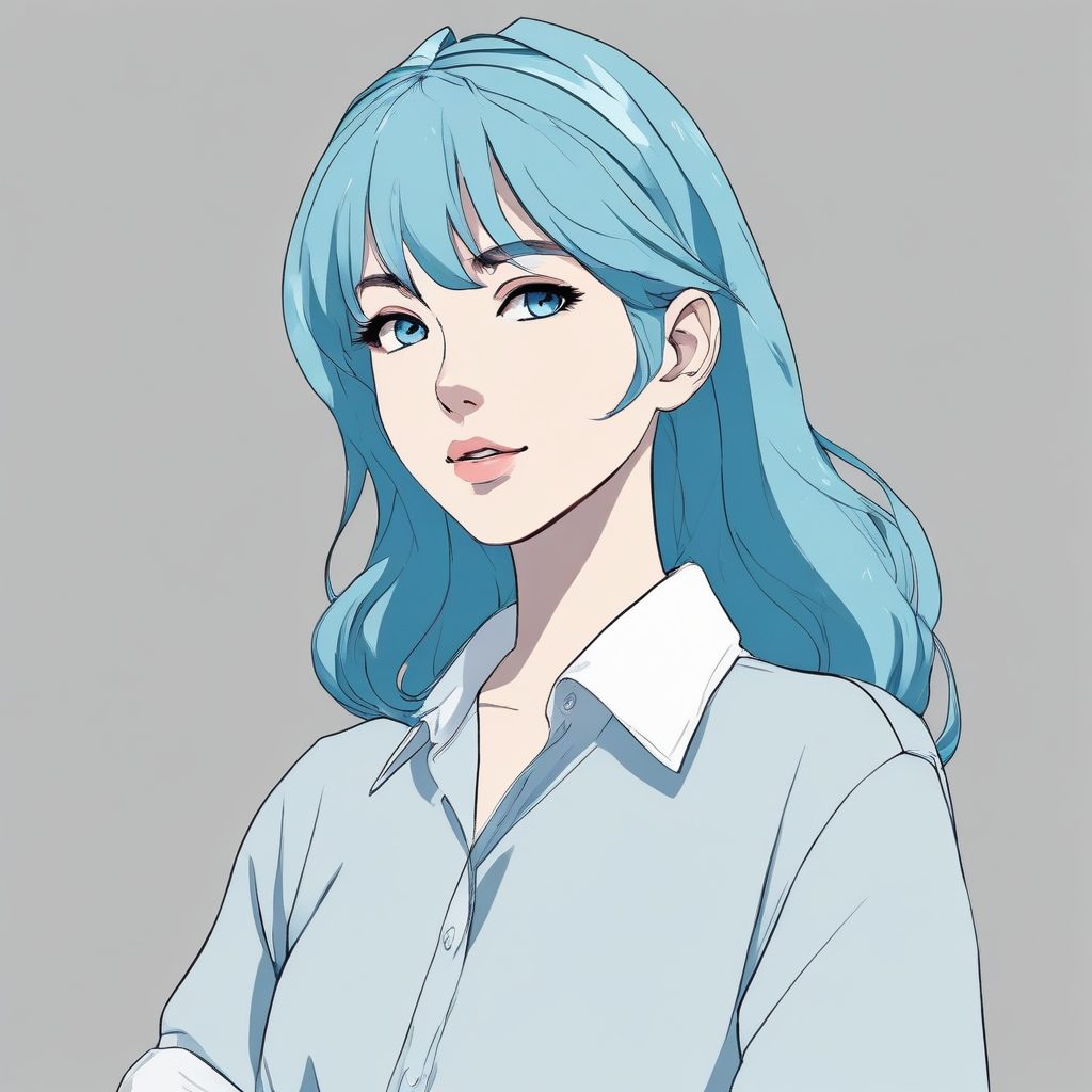 “海洋系”极简少女头像:低饱和海蓝色与纯色背景的清新感