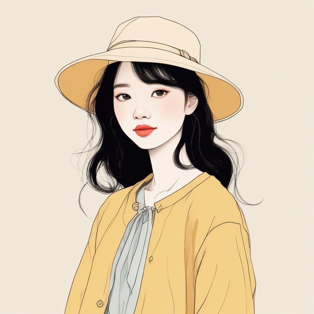 🎀韩系穿搭图鉴！时尚极简线稿少女，暖色系背景做穿搭灵感