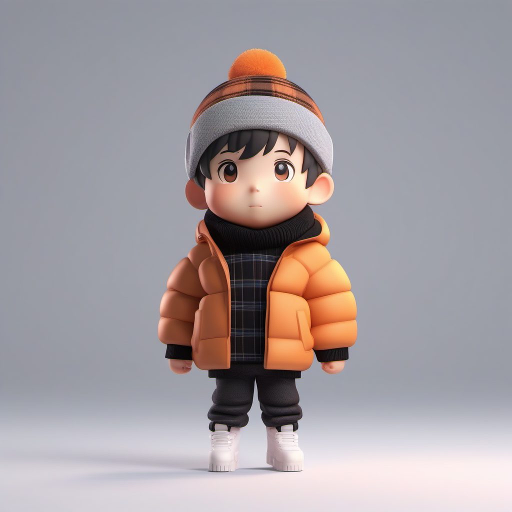 韩系叠穿Q版人物:八句咒语生成高饱和度3D盲盒艺术品